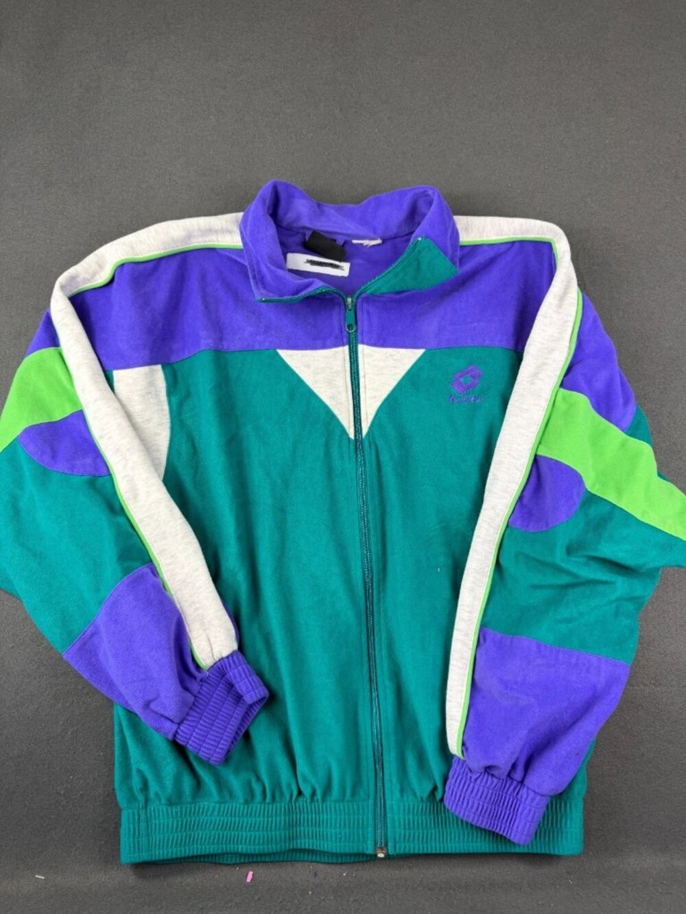 Vintage Lotto Mens Green Blue Colorblock International Team Track Jacket
